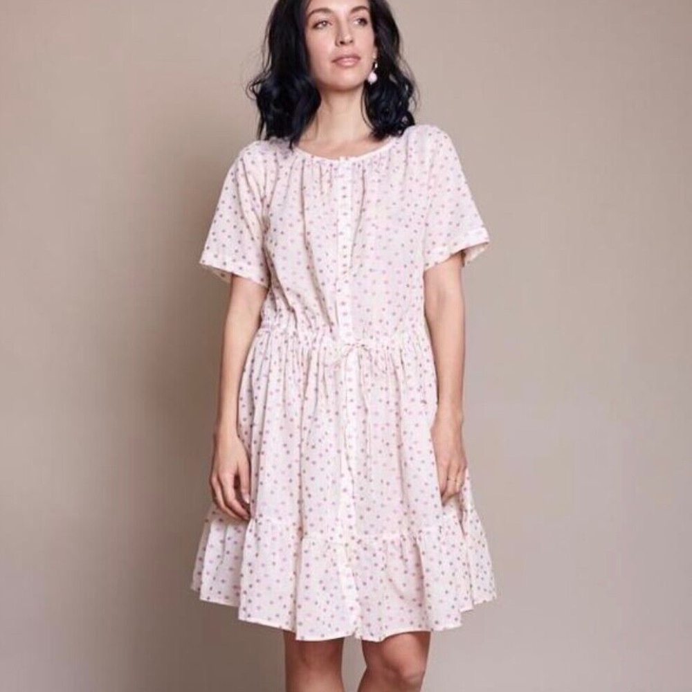 Caron Callahan Uma Dress- Magenta Clipped Dot NWOT (L)